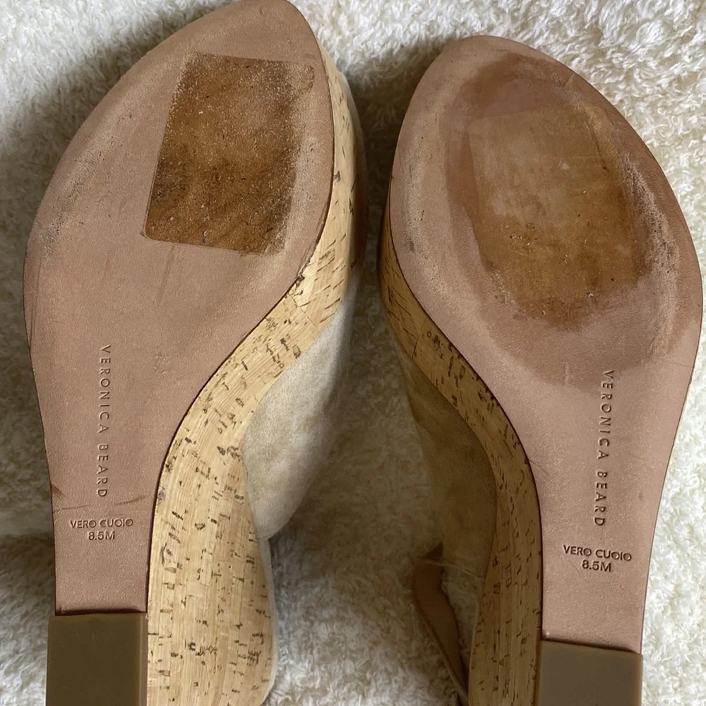 Veronica‎ Beard Dali Suede Slingback Peep-Toe Wedge Sandals Size: 8.5
